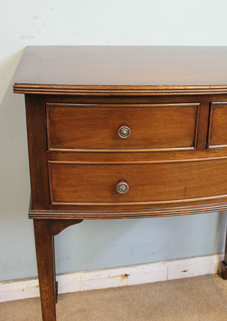 Antique Side Table, London, Antique Mahogany Bow Front Side Table