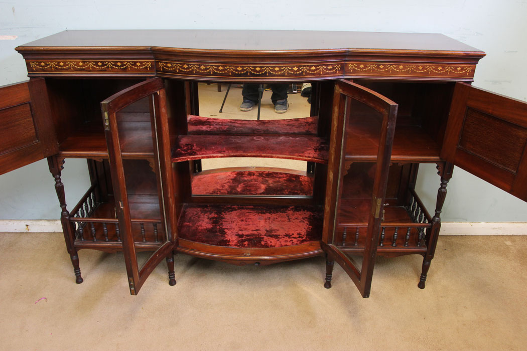 Antique Sideboard, Cabinet, Antique Mahogany Inlaid Sideboard Display Cabinet