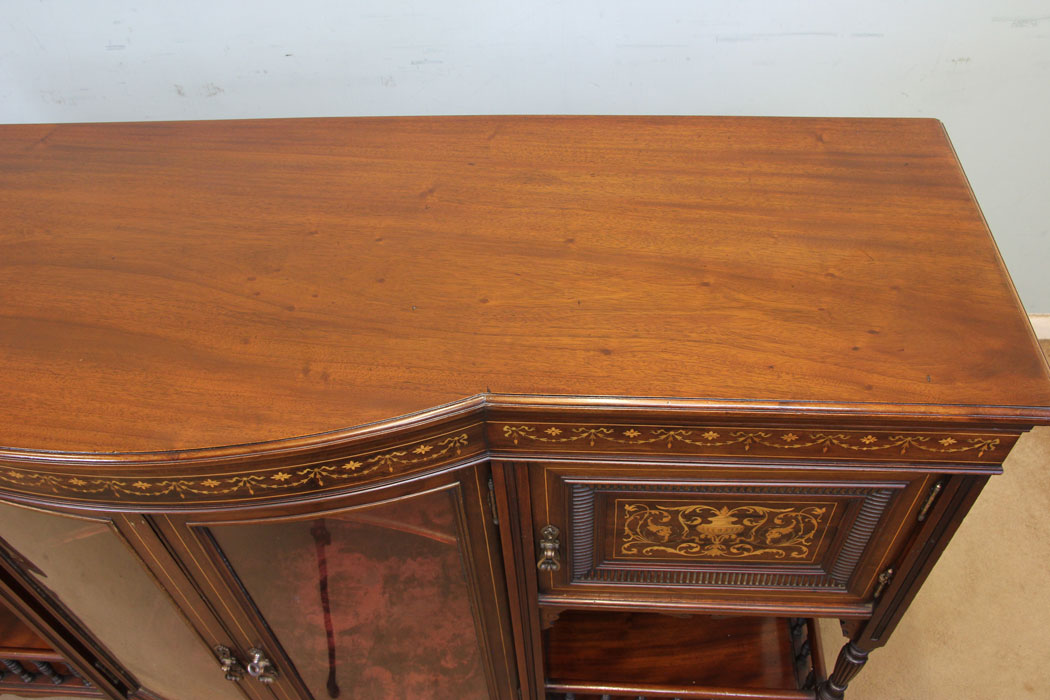 Antique Sideboard, Cabinet, (2) Antique Mahogany Inlaid Sideboard Display Cabinet