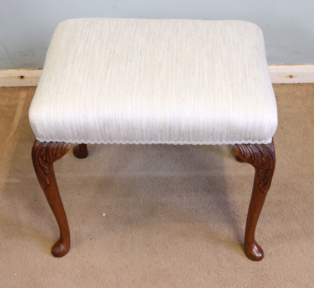 Antique Walnut Bedroom Stool, Queen Anne Style Walnut Stool.