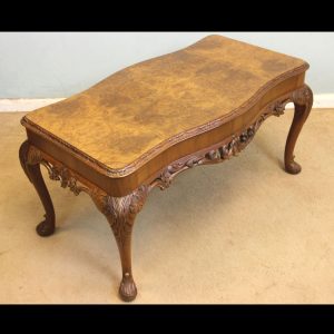 Queen Anne Style Burr Walnut Shaped Coffee Table