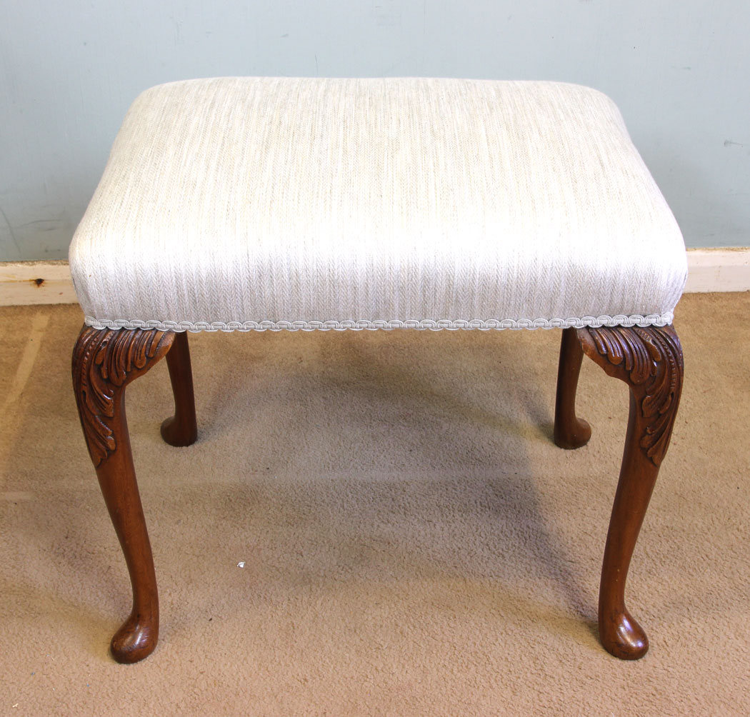 Antique Walnut Stool, London, Queen Anne Style Walnut Stool.