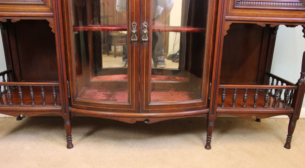 Edwardian Antique Mahogany Sideboard, Cabinet, Antique Mahogany Inlaid Sideboard Display Cabinet