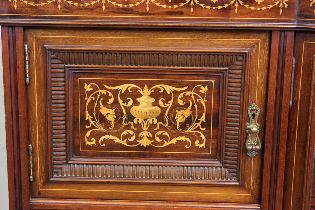 Quality Antique Mahogany Sideboard, Cabinet, Antique Mahogany Inlaid Sideboard Display Cabinet