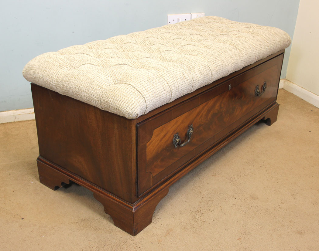 11208r4 Antique Ottoman, Window Seat, Antique Mahogany Ottoman Window Seat.