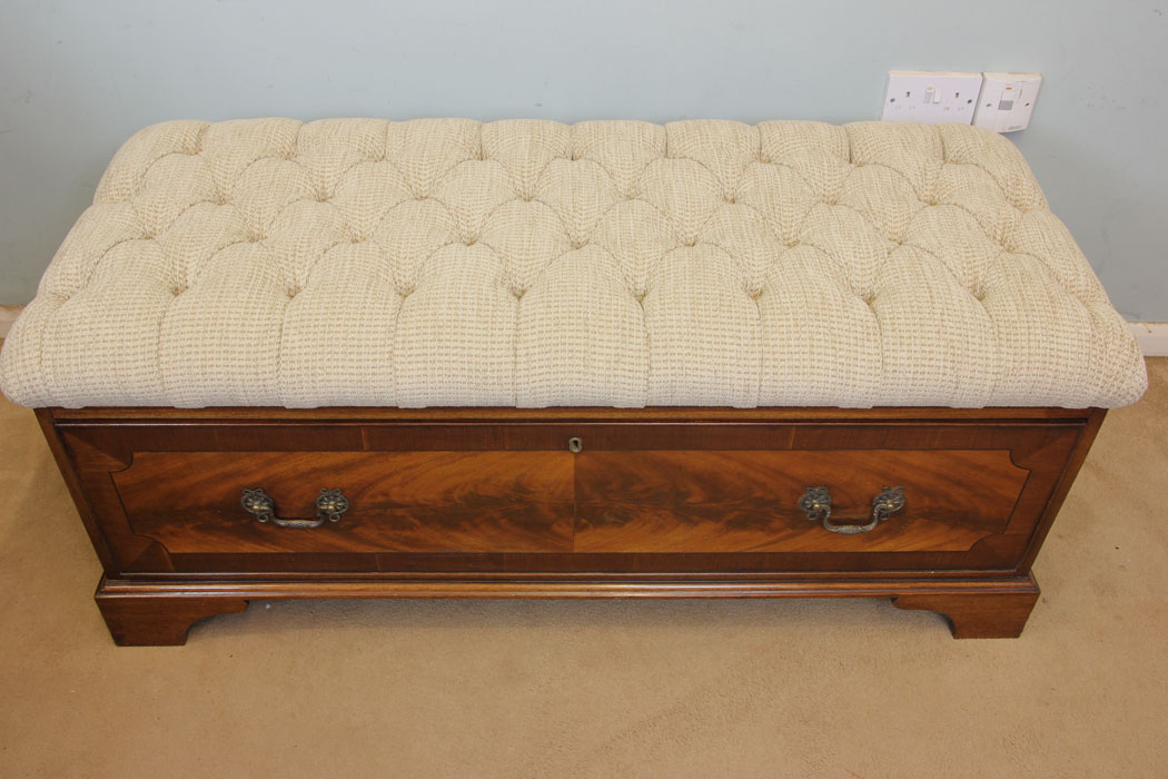 11208r5 Antique Ottoman, Window Seat, London, Antique Mahogany Ottoman Window Seat.