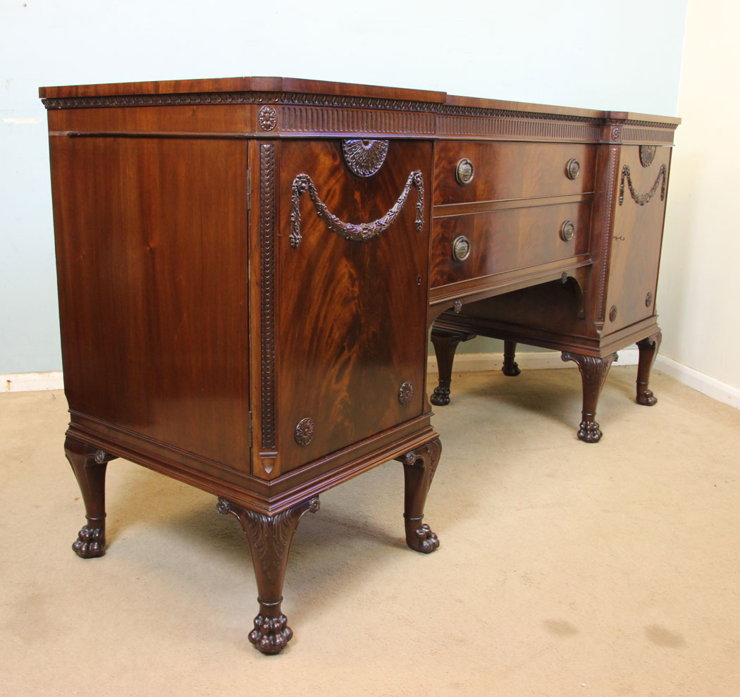 11211r8 Quality Antique Chippendale Sideboard, Antique Mahogany Breakfront Sideboard Dresser