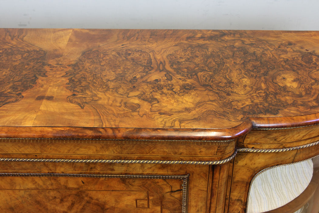 11213r10 Antique Victorian Burr Walnut Credenza, Quality Victorian Burr Walnut Credenza Sideboard