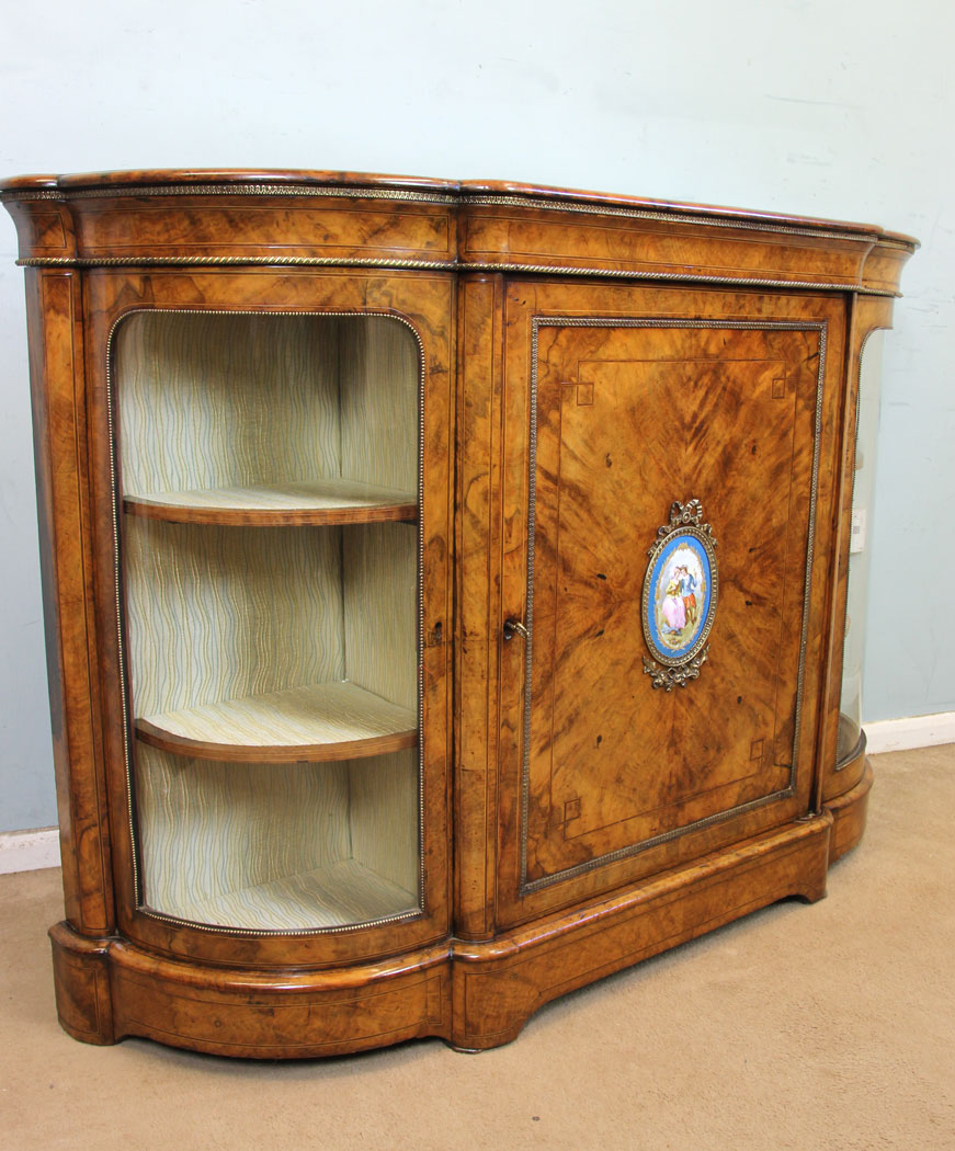 11213r7 The Antique Shop Antique Victorian Walnut Credenza, Quality Victorian Burr Walnut Credenza Sideboard