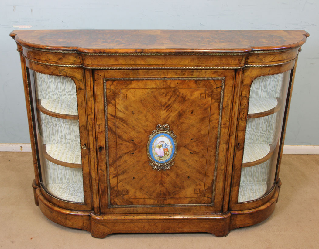 11213r9 Antique Victorian Burr Walnut Credenza, Quality Victorian Burr Walnut Credenza Sideboard