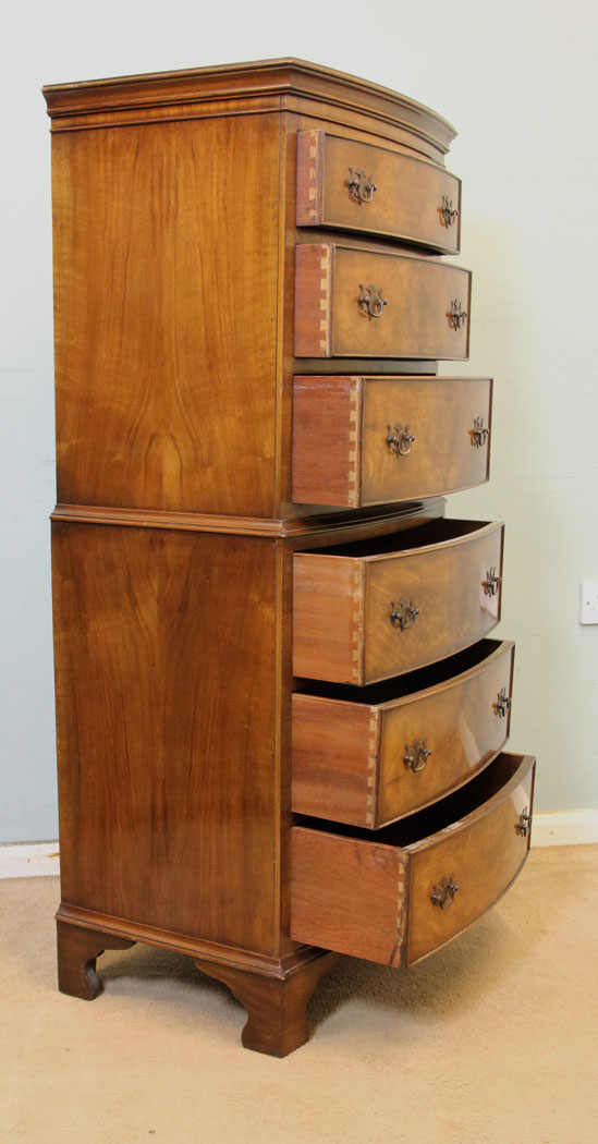 Burr Walnut Bow Front Chest on Chest11214r10 Burr Walnut Bow Front Chest on Chest
