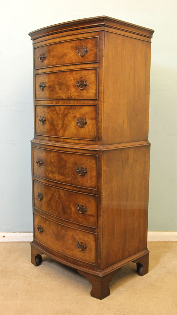 Burr Walnut Bow Front Chest on Chest11214r3 Burr Walnut Bow Front Chest on Chest