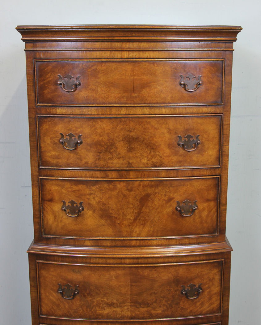 Burr Walnut Bow Front Chest on Chest11214r6 Burr Walnut Bow Front Chest on Chest