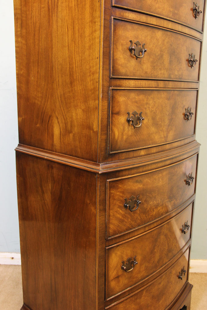 Burr Walnut Bow Front Chest on Chest11214r8 Burr Walnut Bow Front Chest on Chest