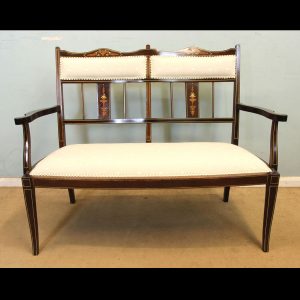 Antique Edwardian Inlaid Mahogany Sofa.