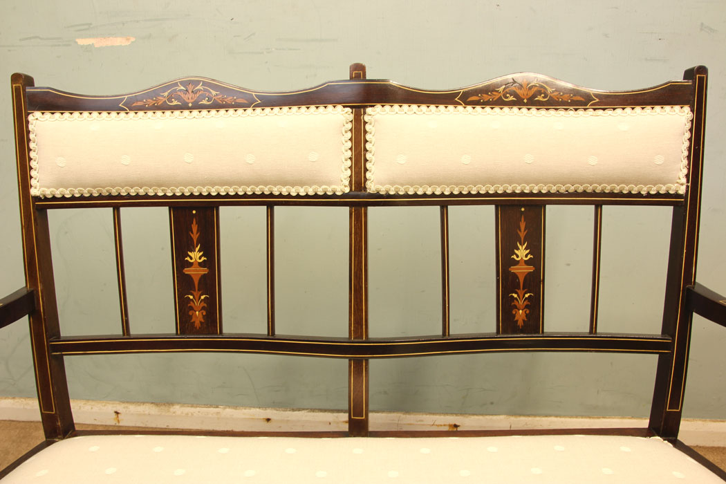 11231r4 Antique Edwardian Inlaid Mahogany Sofa Antique Edwardian Inlaid Mahogany Sofa