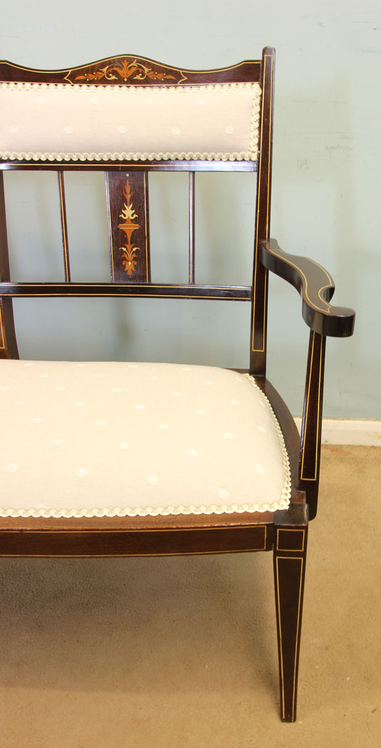 11231r8 Antique Edwardian Inlaid Mahogany Sofa Antique Edwardian Inlaid Mahogany Sofa