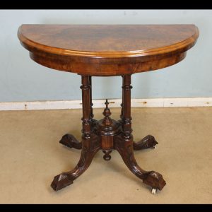 Antique Victorian Burr Walnut Card Table