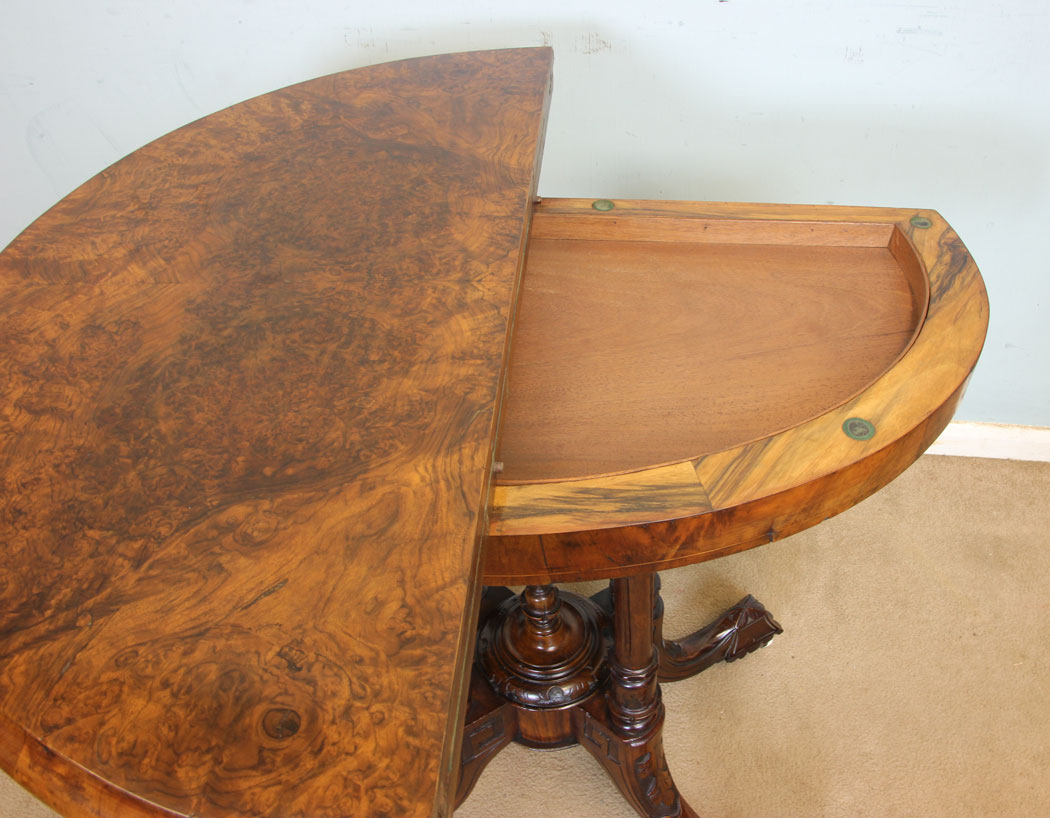 Antique Victorian Burr Walnut Card Table 11232r10 Antique Victorian Burr Walnut Card Table