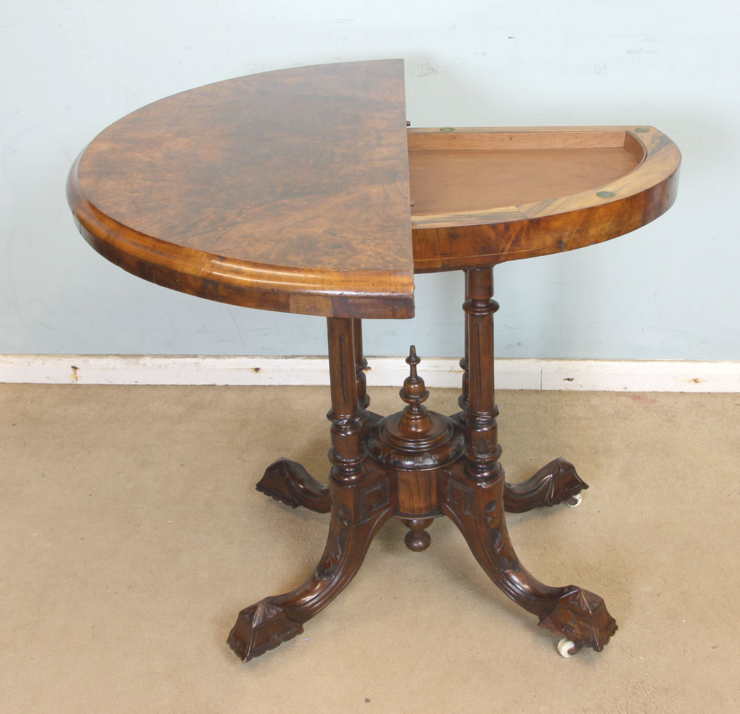 Antique Victorian Burr Walnut Card Table11232r11 Antique Victorian Burr Walnut Card Table