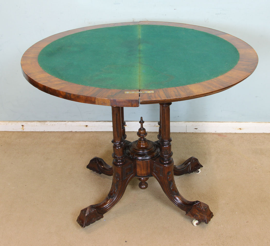 Antique Victorian Burr Walnut Card Table11232r13 Antique Victorian Burr Walnut Card Table