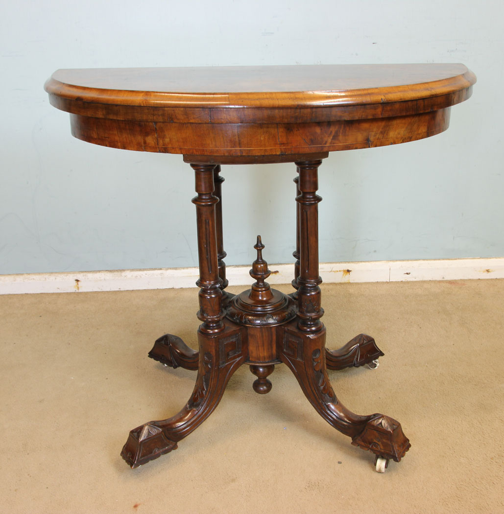 11232r2 Antique Victorian Burr Walnut Card Table Antique Victorian Burr Walnut Card Table