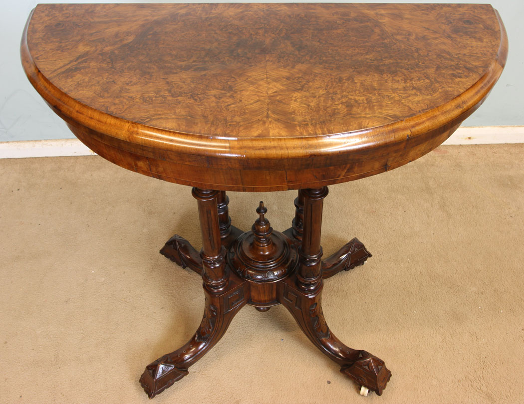 11232r3 Antique Victorian Burr Walnut Card Table Antique Victorian Burr Walnut Card Table