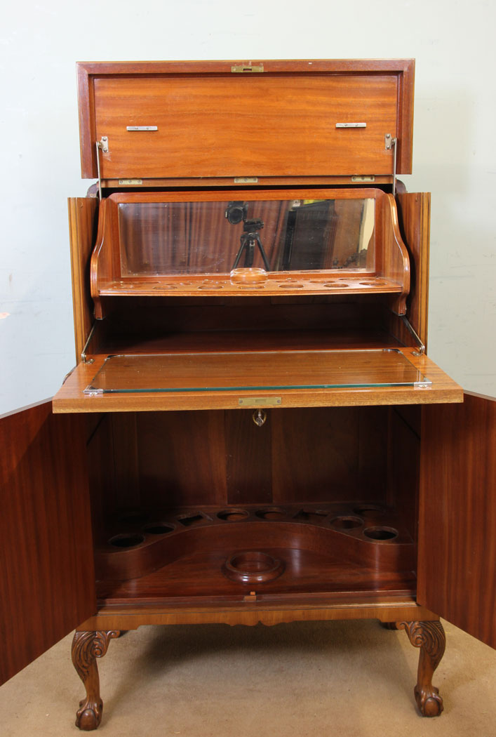 11233r8 Antique Burr Walnut Cocktail Drinks Cabinet, Burr Walnut Cocktail Drinks Cabinet