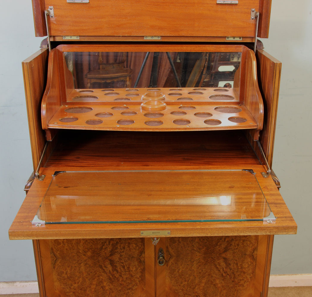 11233r9 Antique Burr Walnut Cocktail Drinks Cabinet, Burr Walnut Cocktail Drinks Cabinet