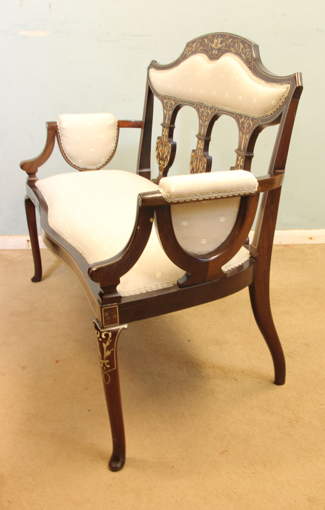 11241r3 Antique Edwardian Sofa, Antique Edwardian Inlaid Sofa