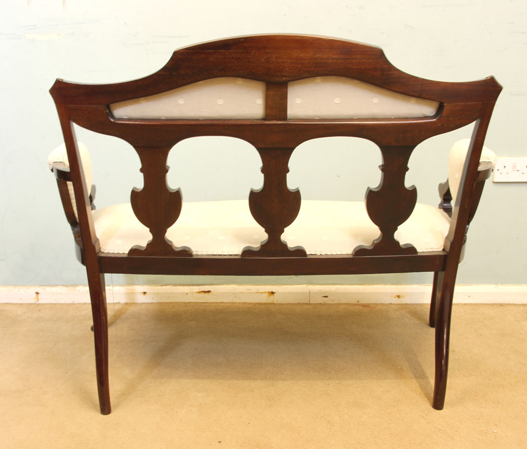 11241r9 Antique Edwardian Mahogany Inlaid Sofa, Antique Edwardian Inlaid Sofa