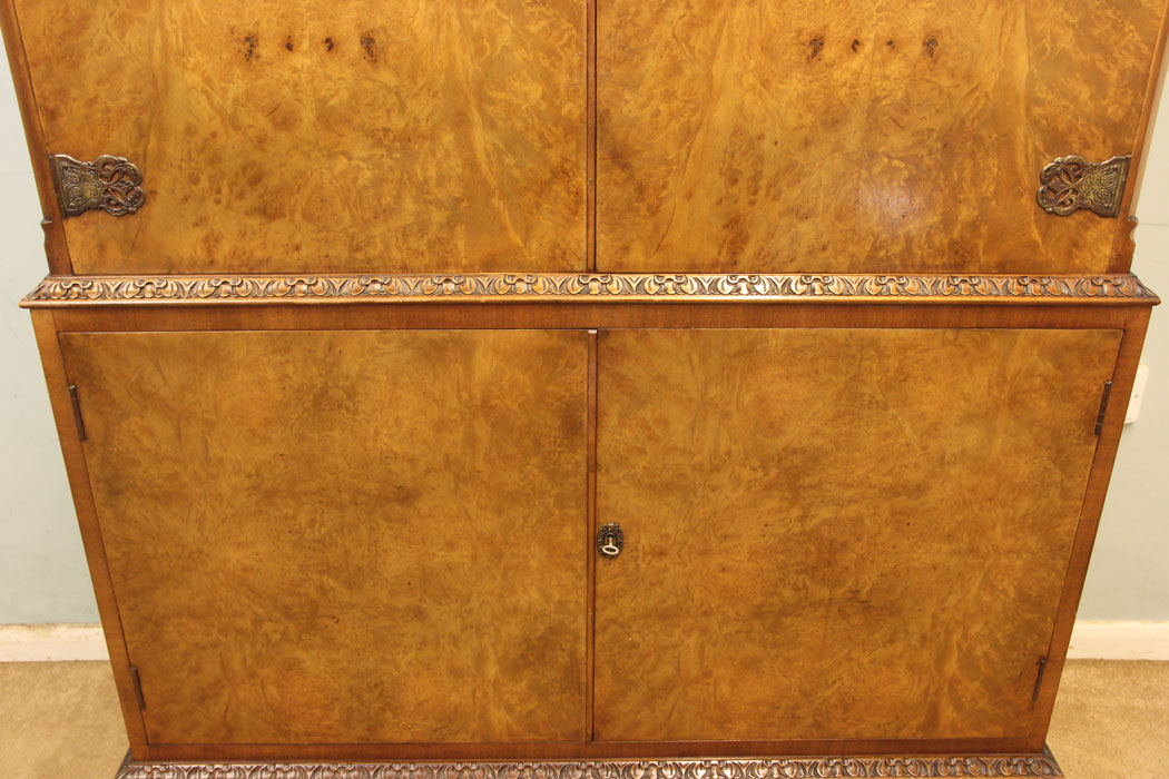 11245r13 Antique Cocktail Cabinet, Burr Walnut Cocktail Drinks Cabinet