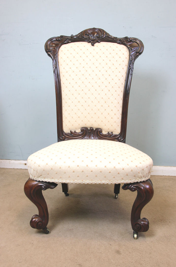 11101r3 Antique Rosewood Victorian Chair, Antique Victorian Rosewood Cabriole Leg Nursing Chair