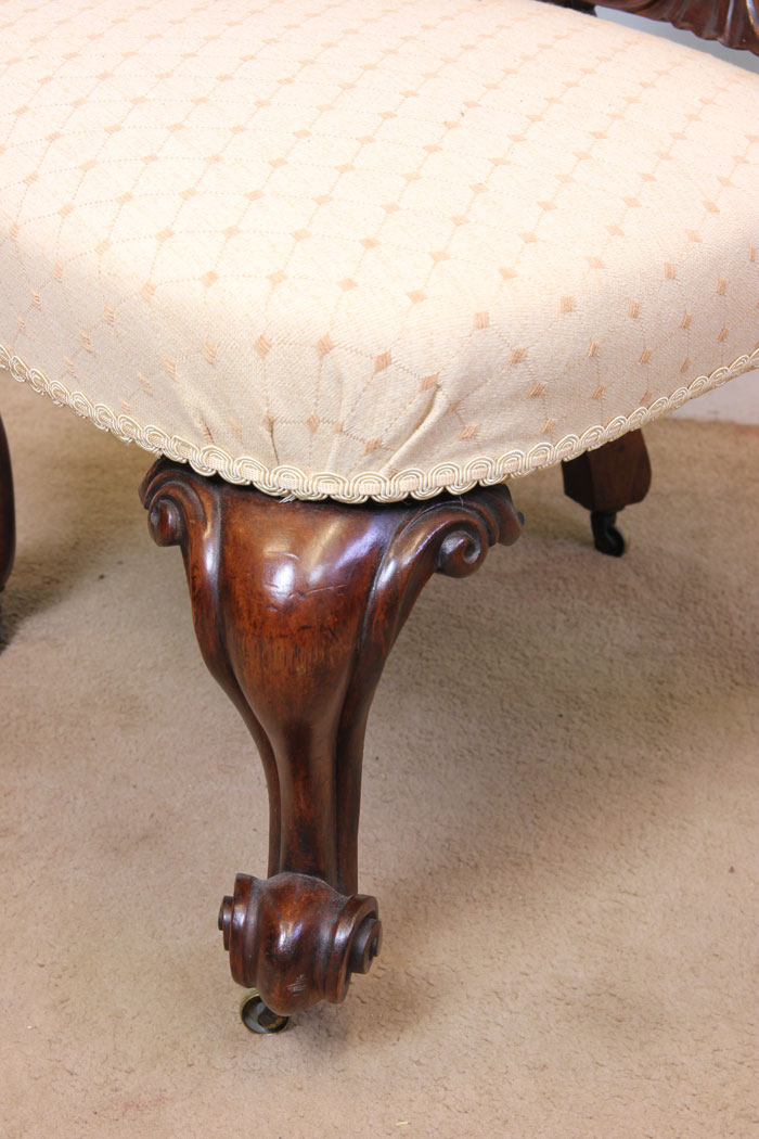 11101r9 Antique Cabriole Leg Chair, London, Antique Victorian Rosewood Cabriole Leg Nursing Chair