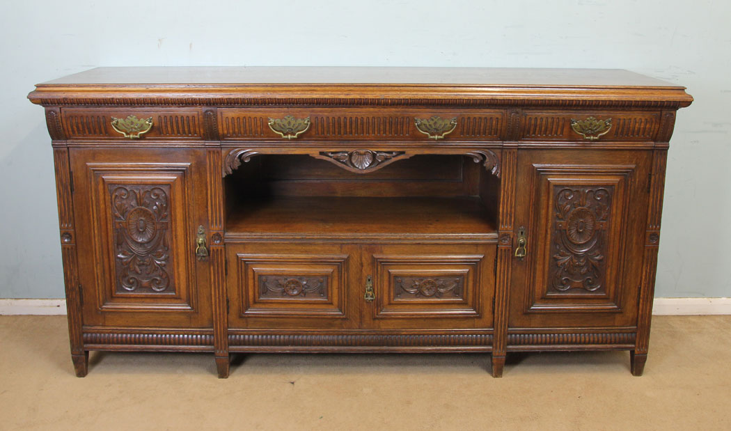 11256r1 Antique Oak Sideboard, Victorian Carved Oak Sideboard Dresser Base