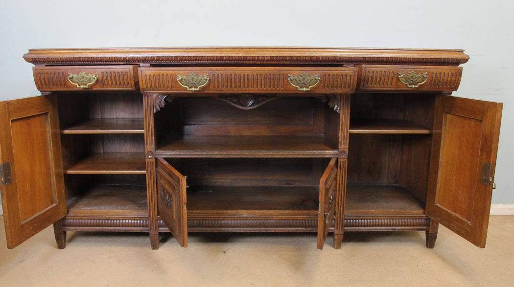 11256r11 Antique Oak Sideboard, Maple & Co, Dresser Base, Victorian Carved Oak Sideboard Dresser Base