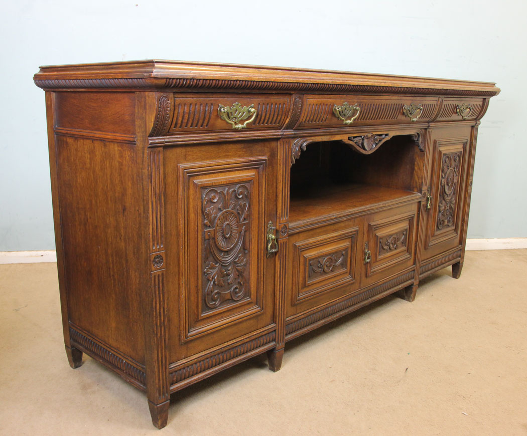 11256r3 Antique Victorian Oak Sideboard, Victorian Carved Oak Sideboard Dresser Base