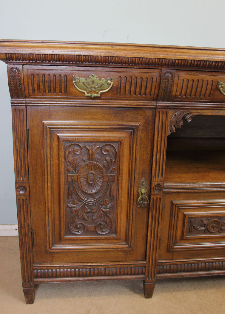 11256r4 Antique Oak Sideboard Dresser Base, Victorian Carved Oak Sideboard Dresser Base