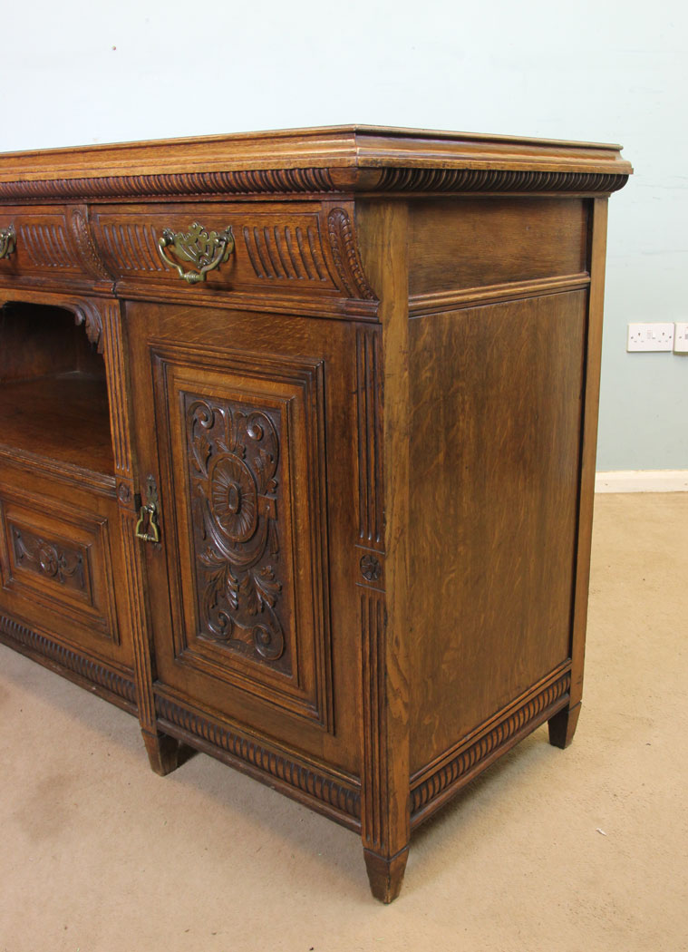11256r5 Antique Late Victorian Oak Sideboard, Victorian Carved Oak Sideboard Dresser Base