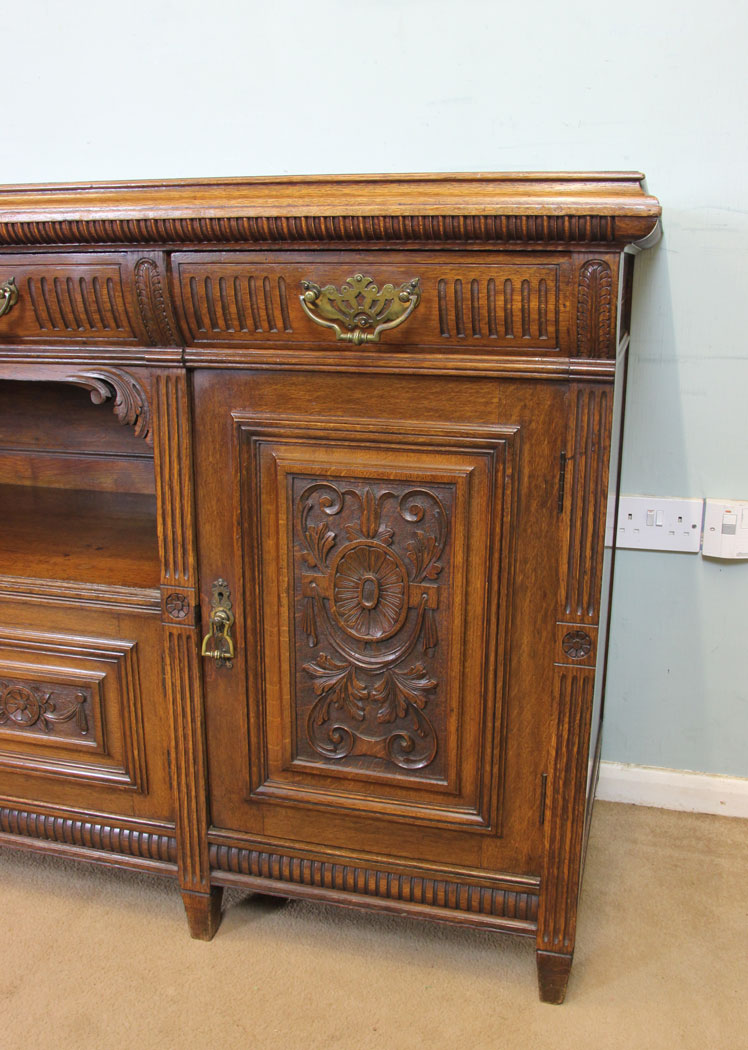 11256r9 Antique Oak Sideboard, Maple & Co, Victorian Carved Oak Sideboard Dresser Base