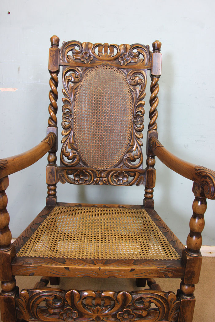 11259r10 Set Antique Jacobean Style Walnut Dining Chairs, Antique Set of Eight Jacobean Style Walnut Dining Chairs