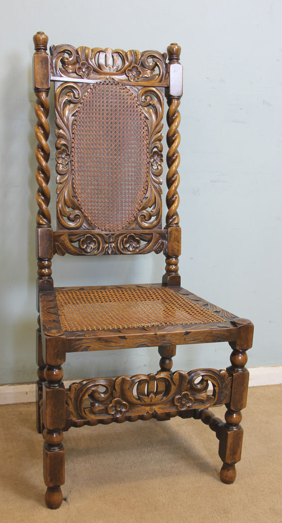11259r18 Set Eight Antique Carolean Style Walnut Dining Chairs, 20 Antique Set of Eight Jacobean Style Walnut Dining Chairs