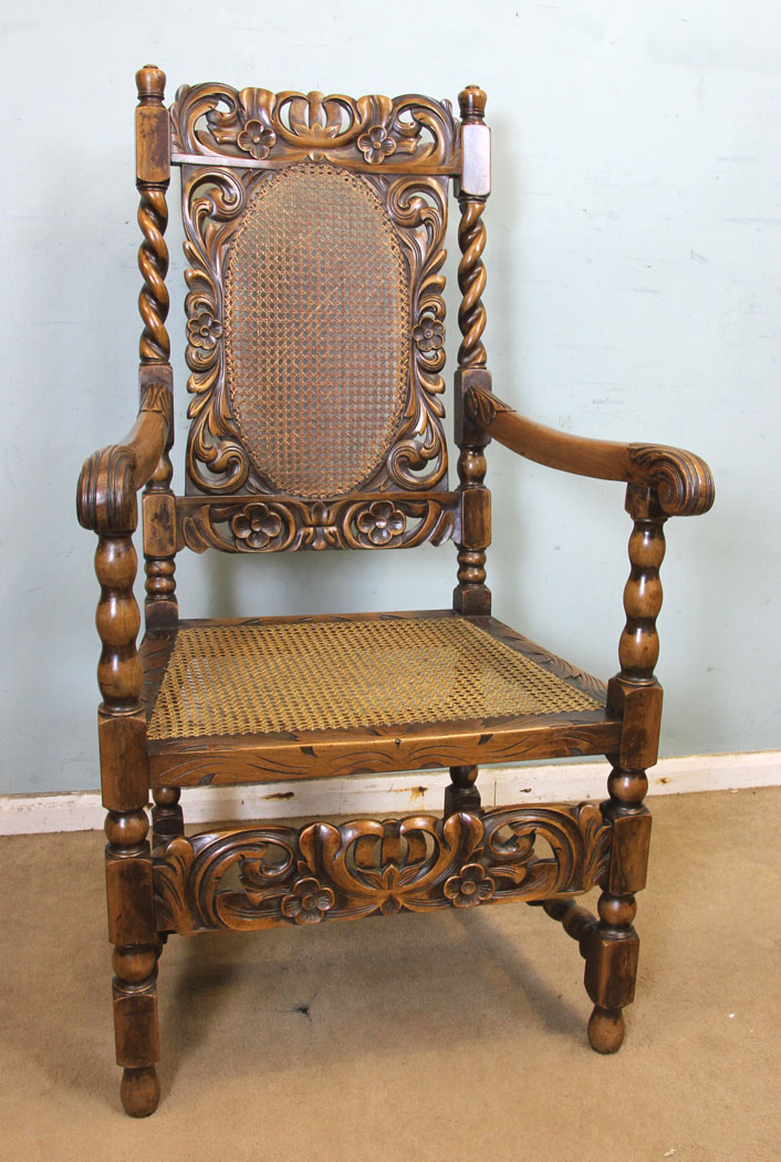 11259r5 Set Eight Antique Walnut Dining Chairs, Antique Set of Eight Jacobean Style Walnut Dining Chairs