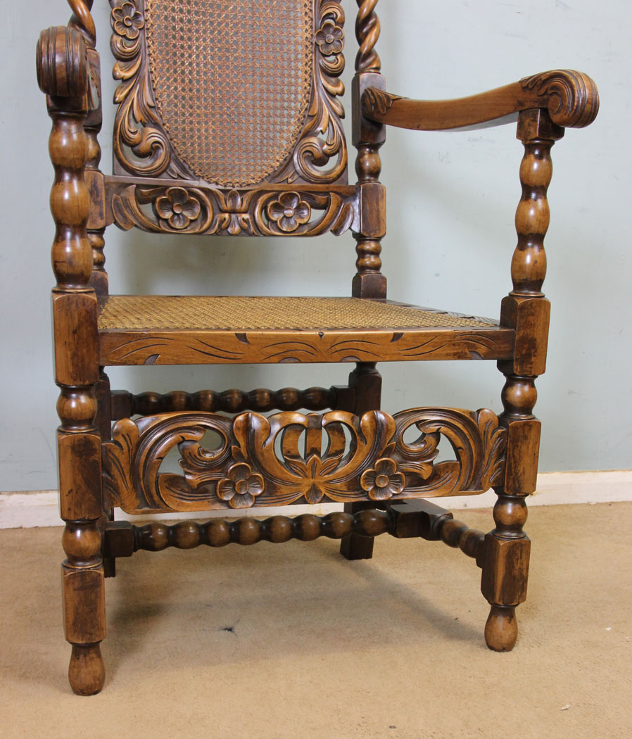 11259r6 Set Eight Antique Jacobean Style Walnut Dining Chairs, Antique Set of Eight Jacobean Style Walnut Dining Chairs