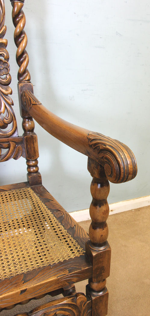 11259r9 Set Eight Antique Jacobean Style Walnut Dining Chairs, Antique Set of Eight Jacobean Style Walnut Dining Chairs
