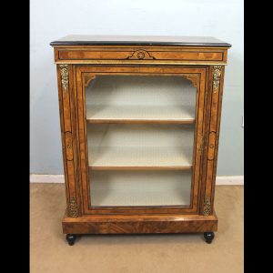 Antique Victorian Burr Walnut Pier Display Cabinet