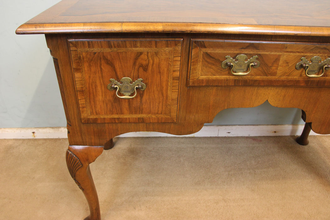 11262r5 Antique Burr walnut Side Table, Lowboy, Antique Burr Walnut Lowboy Writing Side Table
