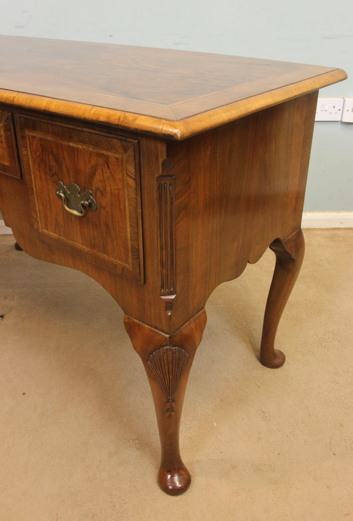 11262r6 Antique Burr walnut Side Table, Lowboy, Antique Burr Walnut Lowboy Writing Side Table
