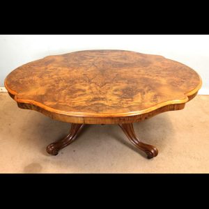 Antique Victorian Burr Walnut Shaped Coffee Table