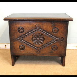 Antique Small Carved Oak Coffer Chest